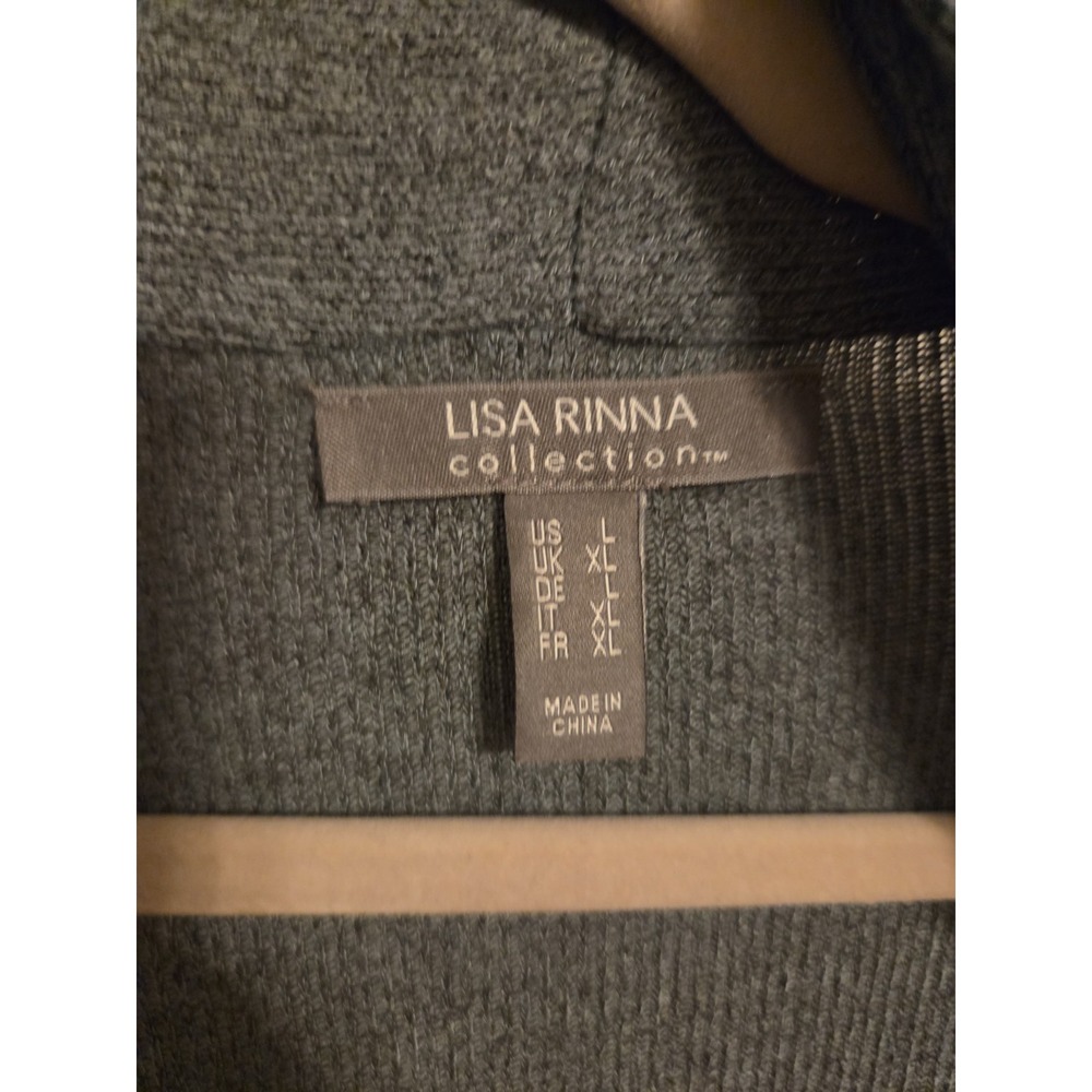 Lisa Rinna Collection Knit Open-Front Cardigan Gray Large Size - Picture 2 of 4